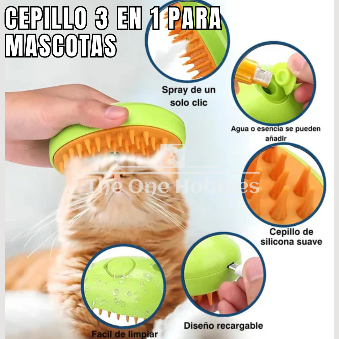 Cepillo 3 en 1 Para Mascotas - Cepilla - Quita Pelo Suelto - Masajea